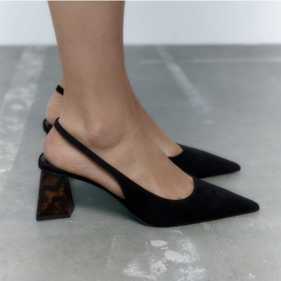 Zara Shoes - Zara Black Sling back Heels Size 39